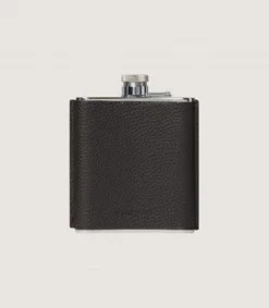 Grainy Leather Hip Flask In Dark Brown*Purdey Clearance