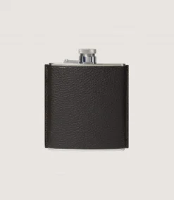 Grainy Leather Hip Flask In Dark Brown*Purdey Clearance