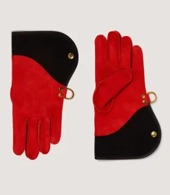 Long Falconry Glove Single Thickness - Black & Orange In Black*Purdey New