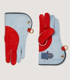 Long Falconry Glove With Pocket - Sky & Orange In Sky Blue*Purdey Hot
