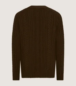 Men'S Cashmere Cable And Rib V Neck Cardigan In Military*Purdey Discount