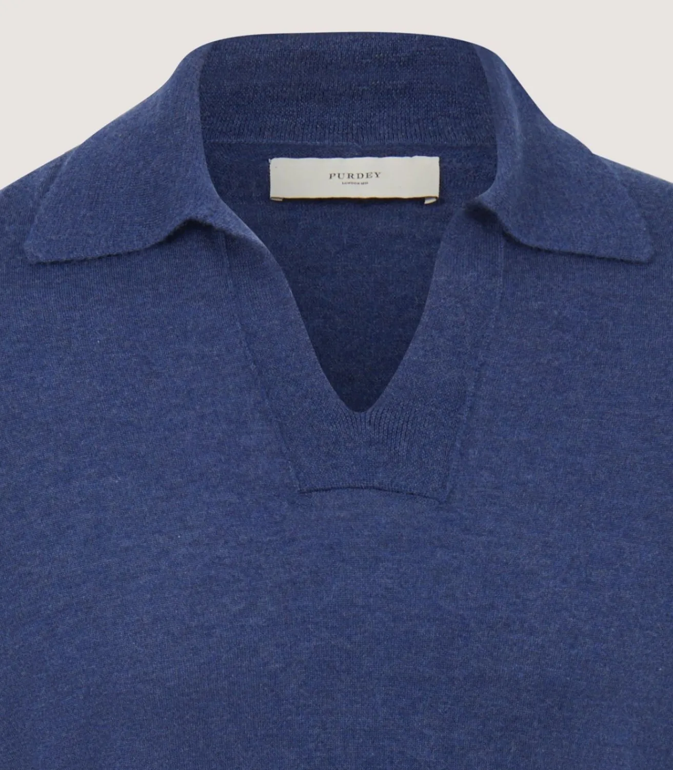 Men'S Cashmere Duke Polo In Canvas Blue*Purdey Fashion