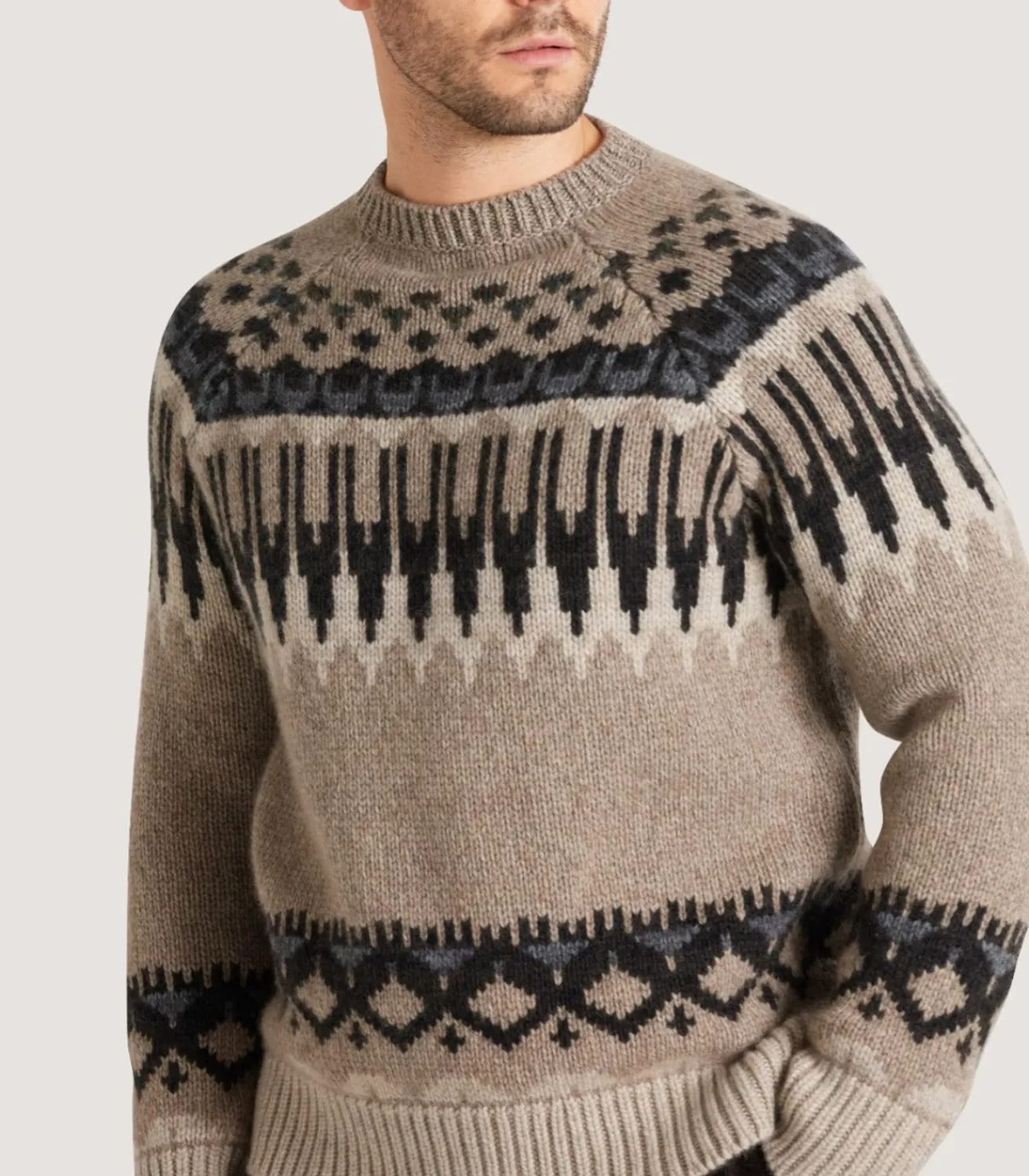 Men'S Cashmere Fairisle Falcon Crew Neck Sweater*Purdey Best Sale