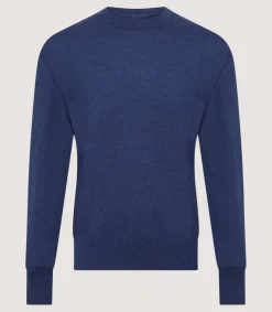 Men'S Cashmere Seamless Crew Neck In Canvas Blue*Purdey Sale
