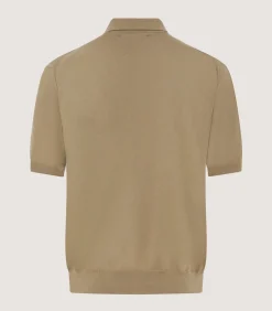 Men'S Cotton Cashmere Fine Gauge Short Sleeve Polo In Twine*Purdey Clearance