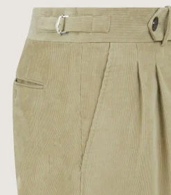 Men'S Cotton Corduroy Side Buckle Trouser In Pale Stone*Purdey Clearance