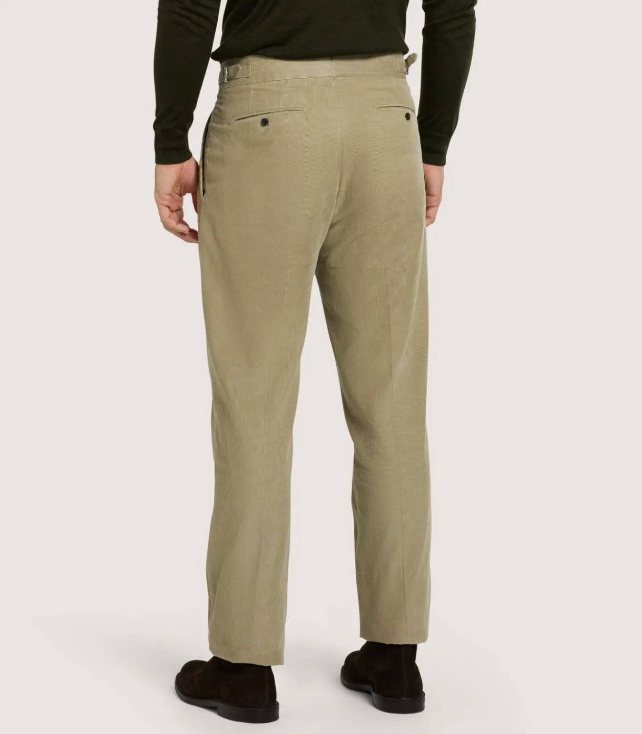 Men'S Cotton Corduroy Side Buckle Trouser In Pale Stone*Purdey Clearance