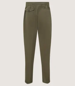 Men'S Dark Olive Cotton Dart Front Trousers*Purdey Cheap