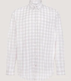 Men'S Light Cotton Check Button Down Shirt In Taupe*Purdey Best