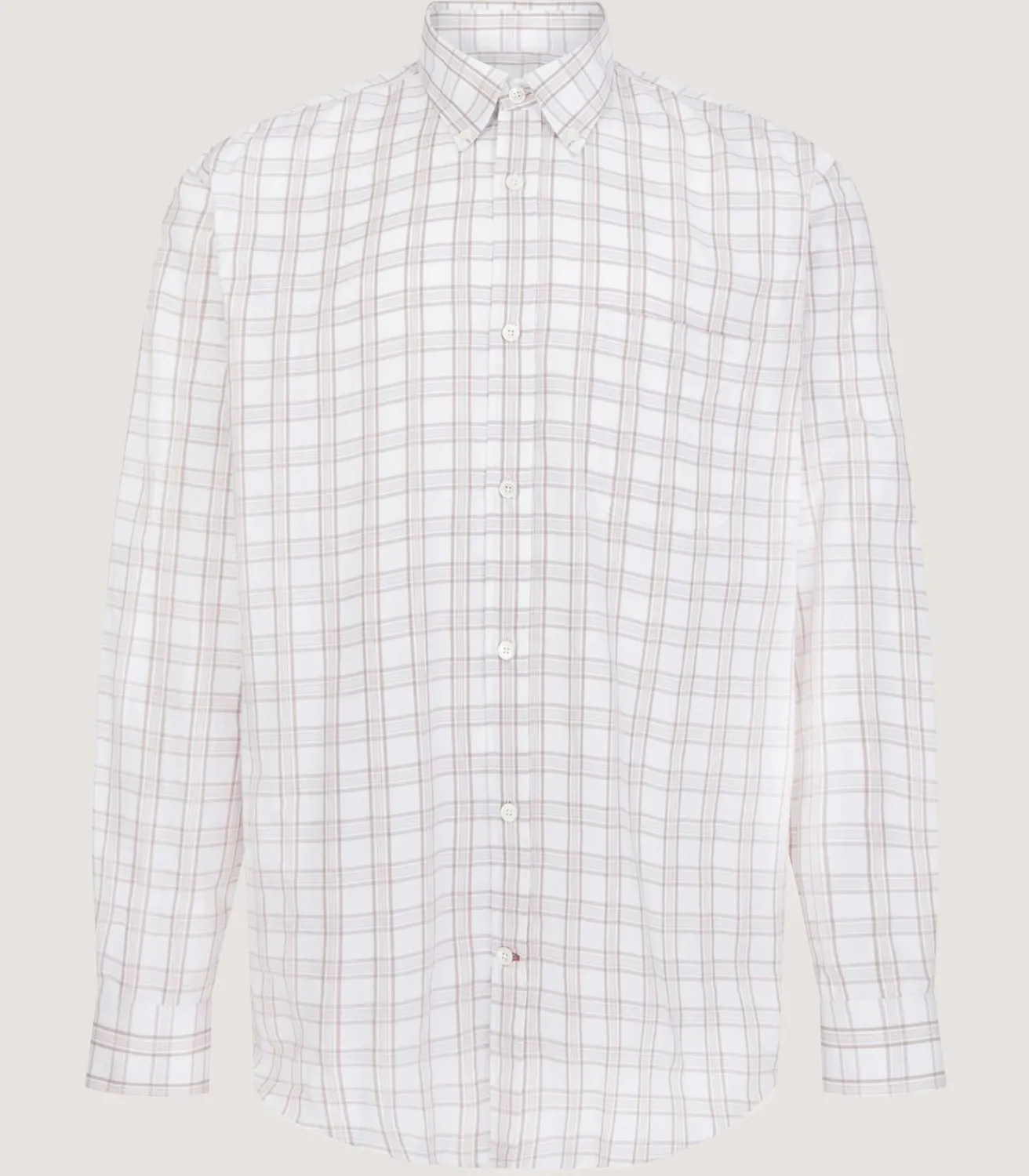 Men'S Light Cotton Check Button Down Shirt In Taupe*Purdey Best
