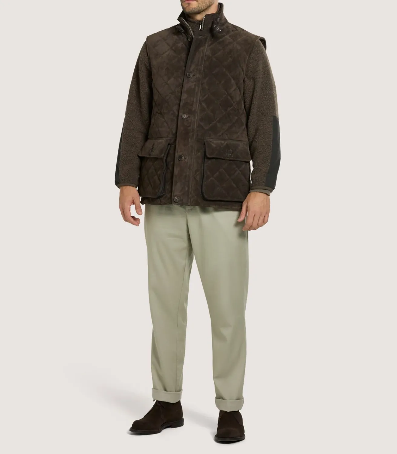Men'S Suede Padded Gilet In Walnut*Purdey Flash Sale