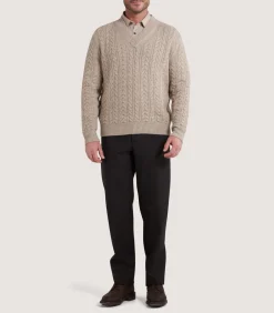 Men'S Taupe Cashmere Linen V Neck Cricket Jumper*Purdey Online