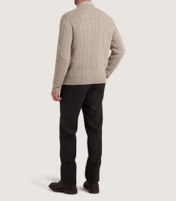 Men'S Taupe Cashmere Linen V Neck Cricket Jumper*Purdey Online