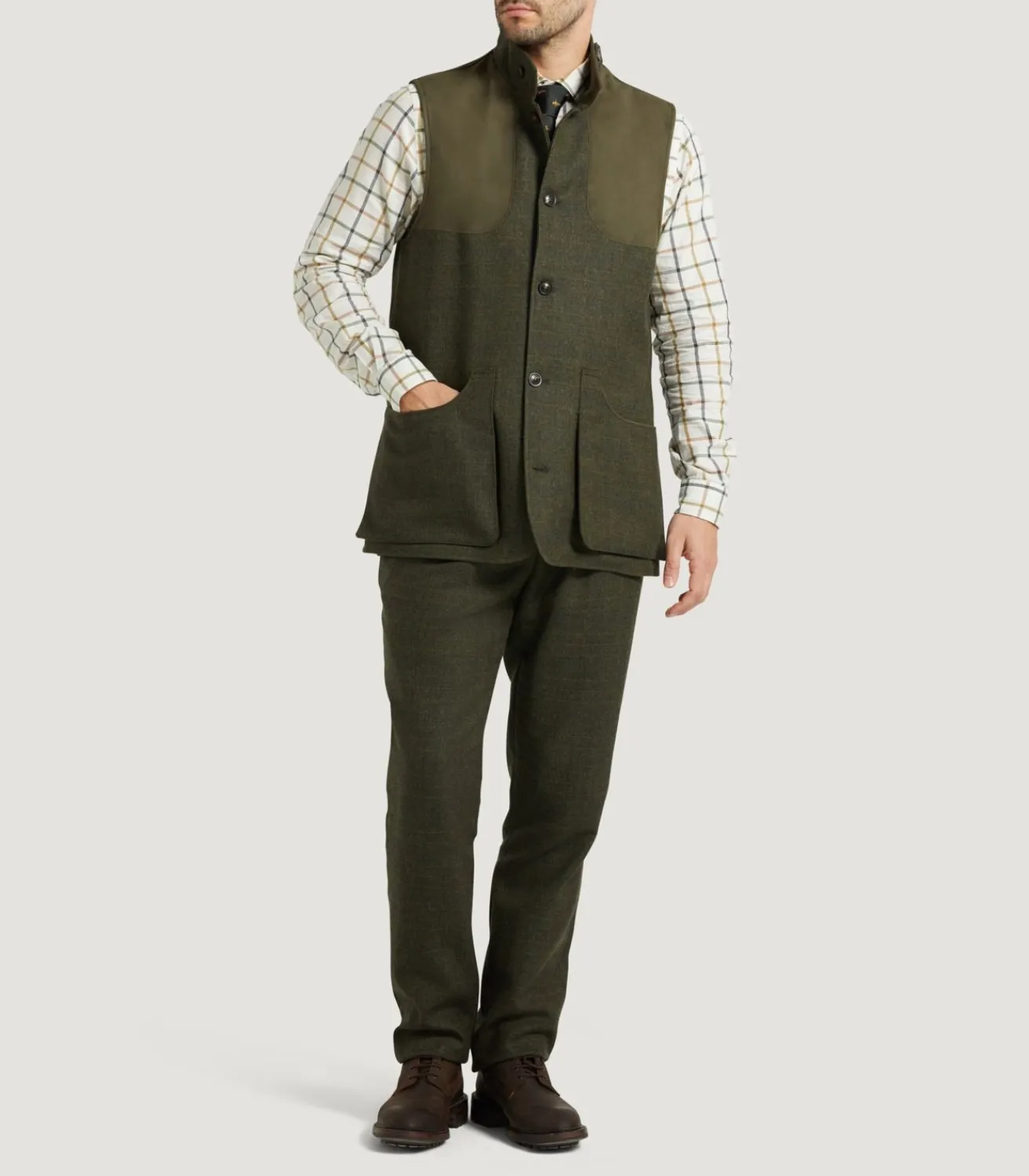 Men'S Technical Tweed High Collar Sporting Vest In Strathbeg*Purdey Online