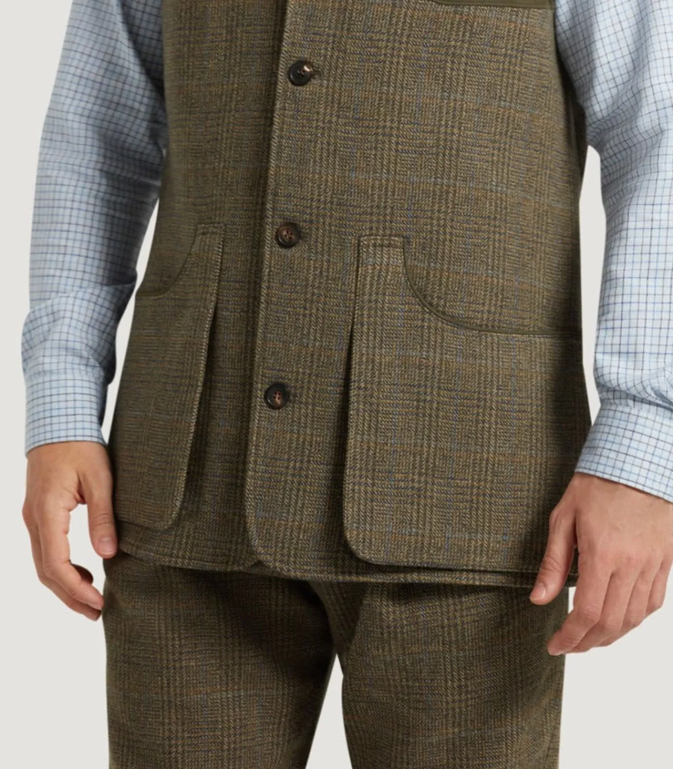 Men'S Tweed High Collar Sporting Vest In Morlich*Purdey Best