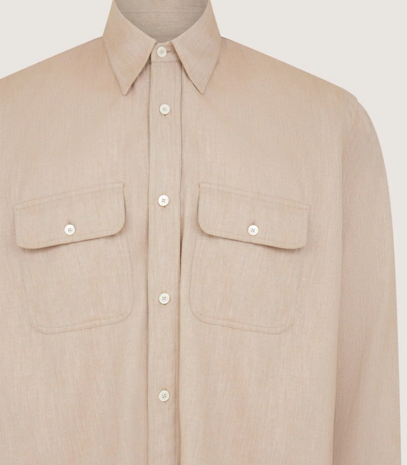 Men'S Wide Herringbone Double Pocket Shirt*Purdey Shop