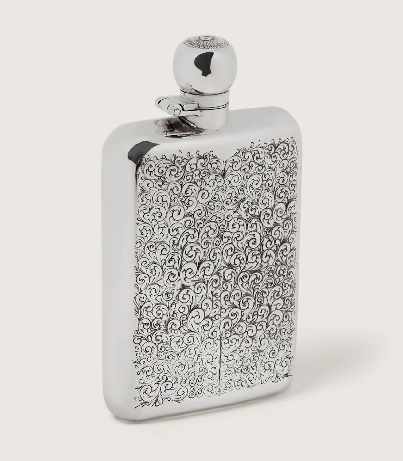 6Oz Sterling Silver Gun Scroll Engraved Flask With Walnut Case*Purdey Best