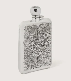 6Oz Sterling Silver Gun Scroll Engraved Flask With Walnut Case*Purdey Best