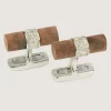 Silver Scroll Walnut Bar Cufflinks In Silver*Purdey Flash Sale
