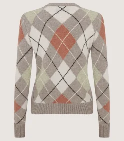 Women'S Cashmere Argyle Crew Neck Sweater In Flint*Purdey Sale