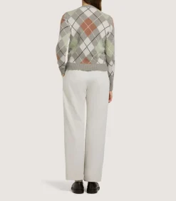 Women'S Cashmere Argyle Crew Neck Sweater In Flint*Purdey Sale