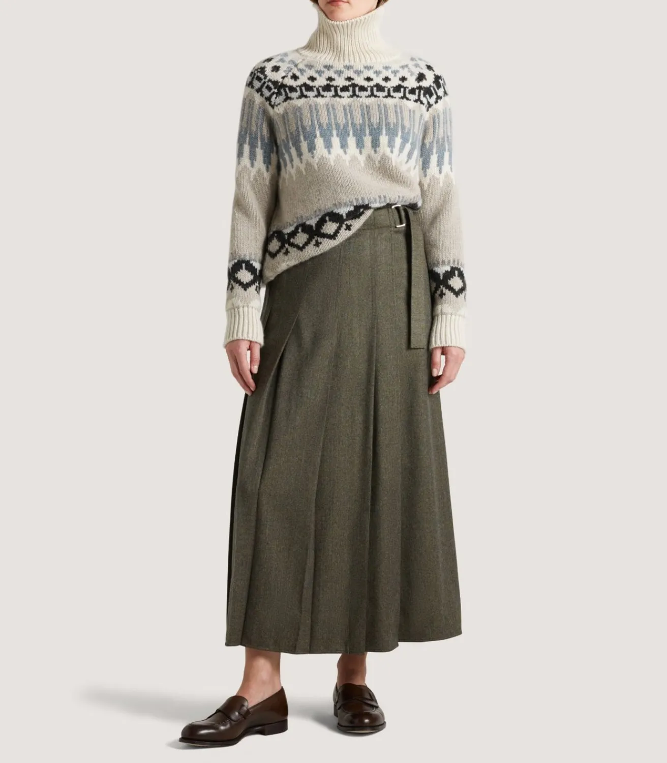 Women'S Cashmere Fairisle Falcon Crew Neck Sweater In Kestral*Purdey Discount