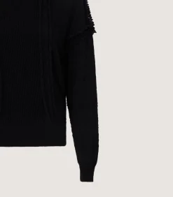 Women'S Cashmere Sweater Blouse With Lace Trim In Black*Purdey Cheap