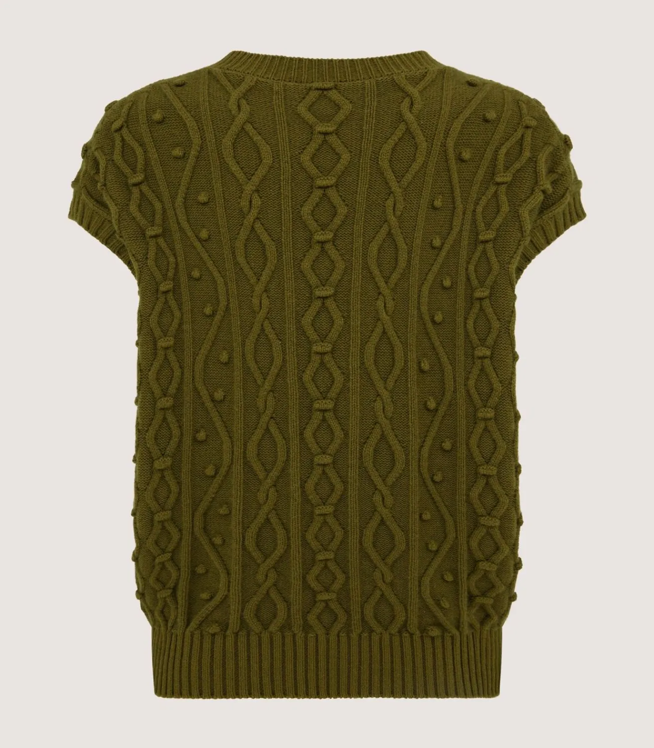 Women'S Cotton Cashmere Aran Crew Neck Tank In Olive*Purdey Store