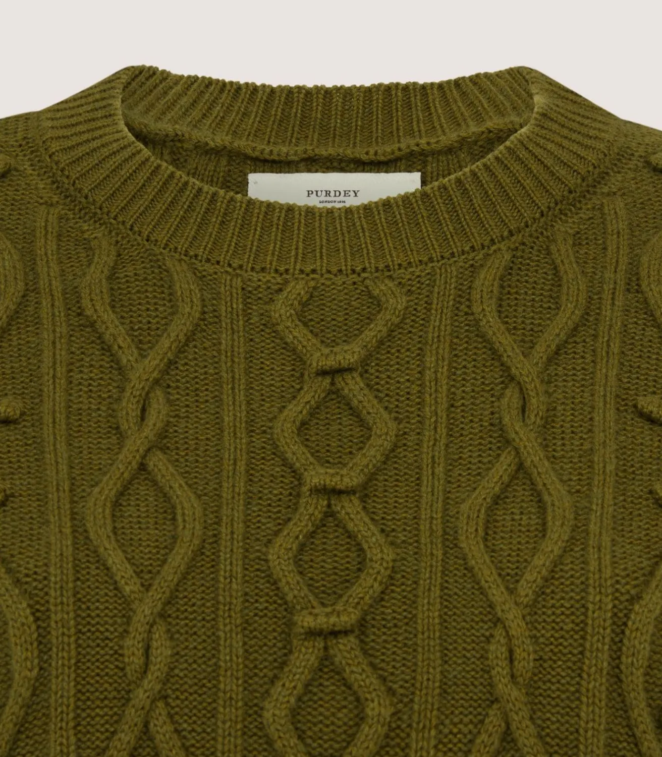 Women'S Cotton Cashmere Aran Crew Neck Tank In Olive*Purdey Store