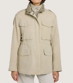 Women'S Cotton Linen Field Jacket In Pale Stone*Purdey Clearance