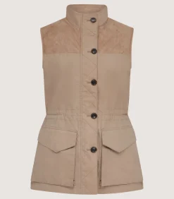 Women'S High Collar Dry Wax Summer Sporting Vest In Taupe*Purdey Store