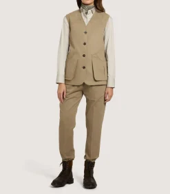 Women'S High Collar Dry Wax Summer Sporting Vest In Taupe*Purdey Store