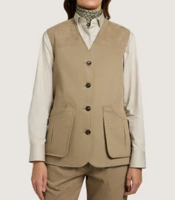 Women'S High Collar Dry Wax Summer Sporting Vest In Taupe*Purdey Store