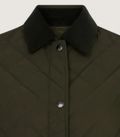 Women'S Long Quilted Jacket In Dark Olive*Purdey Flash Sale