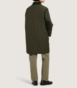 Women'S Long Quilted Jacket In Dark Olive*Purdey Flash Sale
